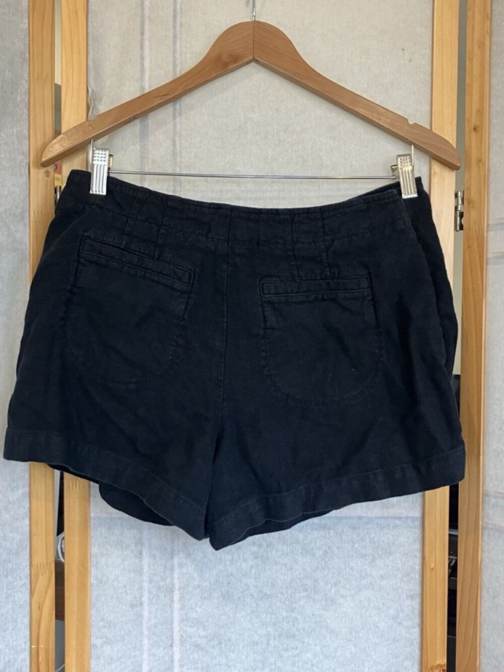 By Anthropologie Shorts Womens 4 Black Linen Blend Wrap Tie Waist Skort Pockets - Picture 6 of 9